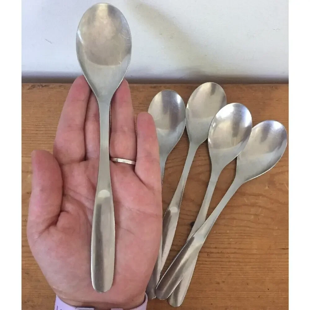 Set Of 5 Vintage Hackman Finland Stainless Steel Soup Spoons Silverware Flatware